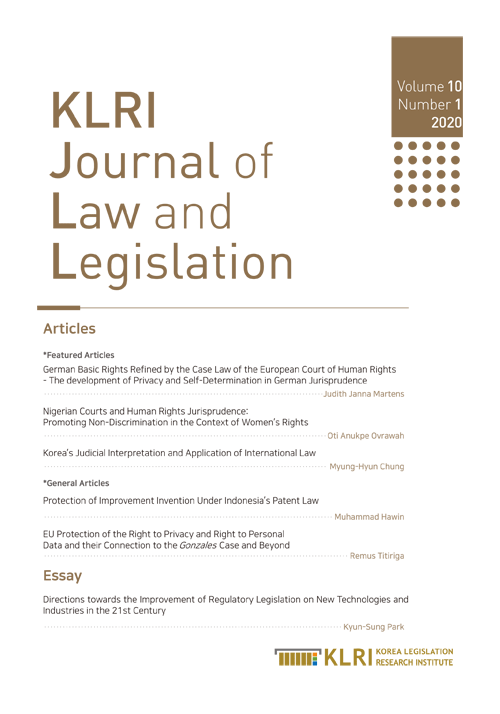 KLRI Journal of Law and Legislation Vol.10 No.1, 2020