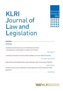 KLRI Journal of Law and Legislation Vol.6 No.2, 2016