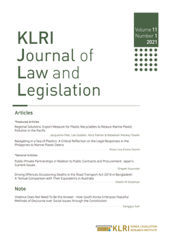 KLRI Journal of Law and Legislation Vol.11 No.1, 2021